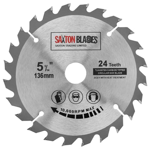 Saxton TCT Kreissägeblatt für Holz, 136 mm x 20 mm (16 mm Ring) x 24 Zähne, kompatibel mit Bosch, Makita etc von Saxton Blades