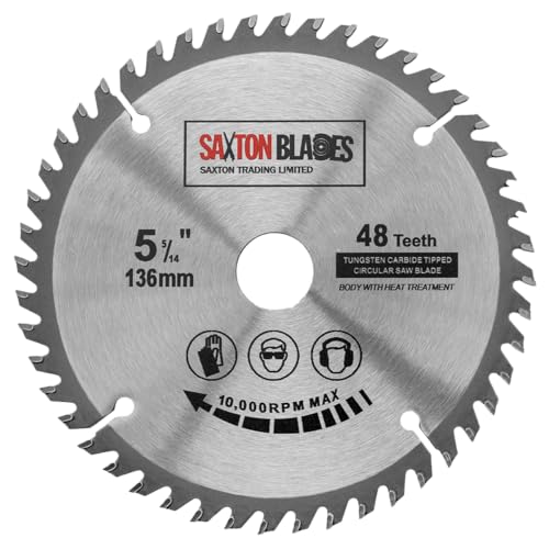 Saxton TCT Kreissägeblatt für Holz, 136 mm x 20 mm (16 mm Ring) x 48 Zähne, kompatibel mit Bosch, Makita etc von Saxton Blades