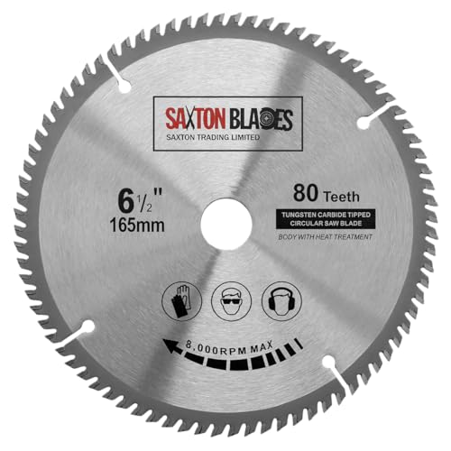 Saxton Blades TCT Kreissägeblatt für Holz, 165 mm x 20 mm (16 mm Ring) x 80 Zähne, kompatibel mit Bosch, Makita etc von Saxton Blades