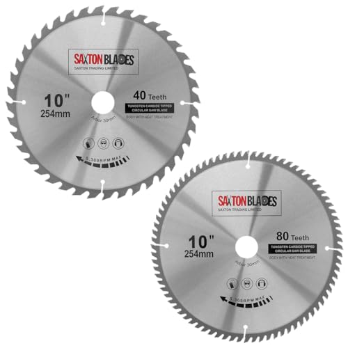 Saxton TCT254MXA Saxton TCT Kreissägeblatt, 254 mm, Packung A, für Bosch, Makita, Dewalt, 2 Stück von Saxton Blades