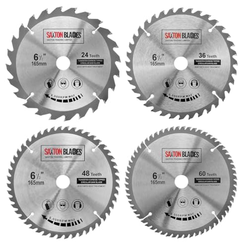 TCT165MXDSK Saxton TCT Kreissägeblätter, 165 mm x 20 mm (16 mm Ring), Pack D, kompatibel mit Bosch, Makita, Dewalt etc von Saxton Blades