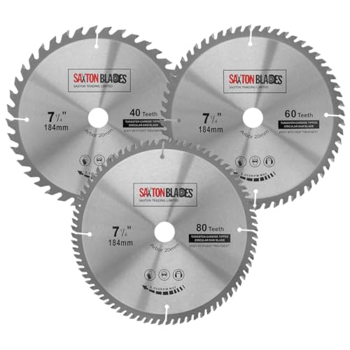 TCT184MXB20B Saxton TCT Kreissägeblätter, 184 mm x 40, 60 & 80T x 20 mm Bohrung (16 mm Ring) von Saxton Blades