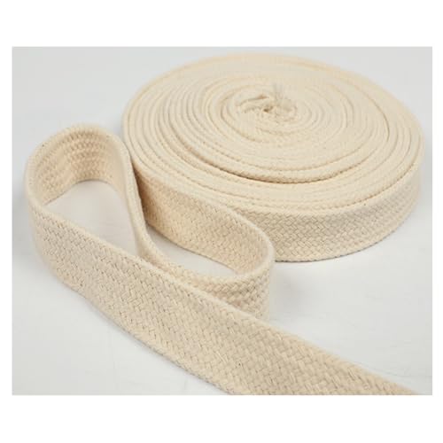 Sbivih 5M 10mm Baumwollseil, Flaches Hohlseil Geflochtenes ，Hutseil, Taschenseil, Kleidung Zubehör Seil für Nähen, Hut, Schnürsenkel DIY (beige) von Sbivih