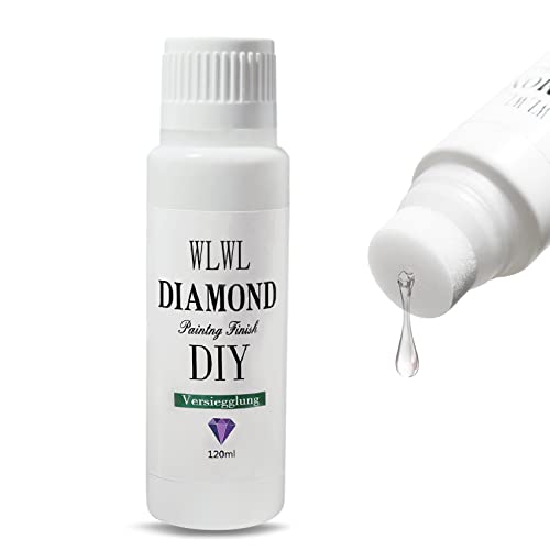 Versiegelung für Diamantmalerei, Scdom Schnell Trocknender Diamantkleber mit Schwammkopf, DIY Tool Diamond Art Glue für 5D Diamond Painting und Puzzle, Anti-Shedding&Verbesserung der Helligkeit 4,2OZ von Scdom