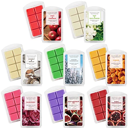 Scent-Hi Duftwachs Schmelzwachs, Duftwachswürfel, 100% Sojawachs Wax Melts, Stark Duftend & Langlebig Wohnkultur, Halloween Dekorationen, SPA, Herbst Aromatherapie Wachswürfel, 8 Düfte x 70,9g von Scent-Hi