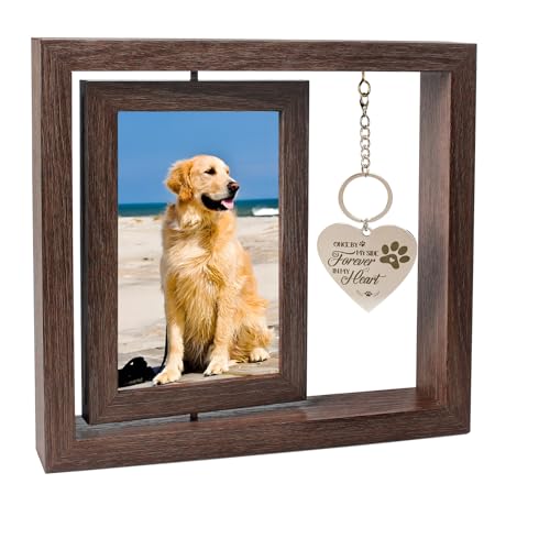 Scentisippa Haustier-Gedenkgeschenke für Hunde und Katzen, drehbarer Holz-Bilderrahmen für 10 x 15 cm große Fotos, Gedenkgeschenke für den Verlust des Hundes, Trauergeschenk, Bilderrahmen für von Scentisippa