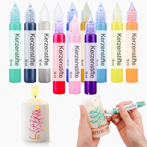 Scentoria 12 Stück Wachsstifte für Kerzen, Kerzen Bemalen Set 12x15 ml Kerzenstifte, Keramik Bemalen Set, Kerzen Selber Machen Set, Candle Pen, Kerzenstifte zum Verzieren （Perlglanz A） von Scentoria