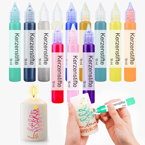 Scentoria 12 Stück Wachsstifte für Kerzen, Kerzen Bemalen Set 12x15 ml Kerzenstifte, Keramik Bemalen Set, Kerzen Selber Machen Set, Candle Pen, Kerzenstifte zum Verzieren （Perlglanz A） von Scentoria