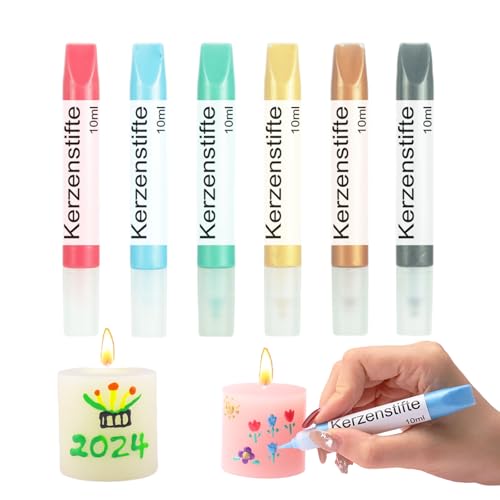 Scentoria 6 Stück Wachsstifte für Kerzen, Kerzen Bemalen Set 6x10 ml Kerzenstifte, Keramik Bemalen Set, Kerzen Selber Machen Set, Candle Pen, Kerzenstifte zum Verzieren （Perlglanz） von Scentoria