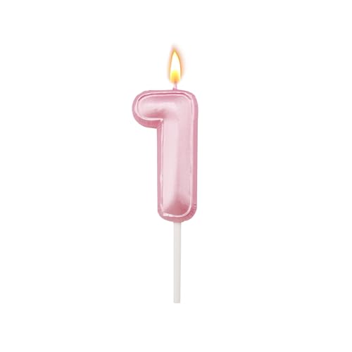 Scentoria Geburtstagskerzen, Kerzen Geburtstag Rosa, Geburtstag 1. Mädchen, Kerzen Geburtstag Zahl 1 Perlglanz Rosa, Geburtstag für Kinder, Erwachsene,Jubiläum,Geburtstagsfeier von Scentoria