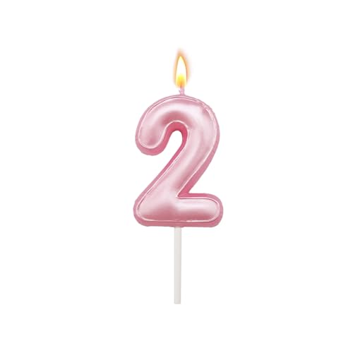 Scentoria Geburtstagskerzen, Kerzen Geburtstag Rosa, Geburtstag 2. Mädchen, Kerzen Geburtstag Zahl 2 Perlglanz Rosa, Geburtstag für Kinder, Erwachsene,Jubiläum,Geburtstagsfeier von Scentoria