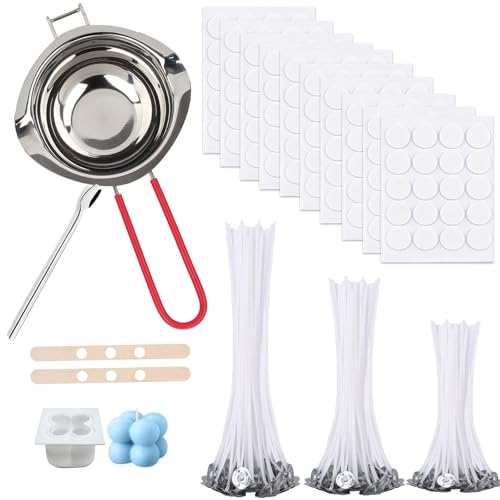 Scentoria Kerzen Selber Machen Set, Kerzenherstellung Kit, Wachsschmelztopf und 150 Kerzendochte, Docht Halter, Docht Aufkleber, Löffel, Candle Making Kit für Erwachsene und Kinder(1) von Scentoria