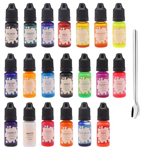 Scentoria Kerzenfarbe, Kerzenwachs Farbe, 20 Farben Wachs Kerzen Farbe, Farbe für Kerzenwachs, Hochkonzentrat Flüssiger Kerzen Farbe für Kerzenwachs, Sojawachs, Paraffinwachs, Gelwachs - je 10 ml von Scentoria