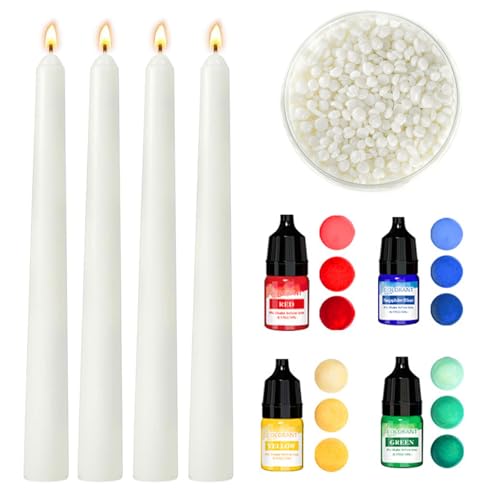 Scentoria Stabkerzen Bunt DIY(4 Stk.) mit 100 g Sojawachs, Dip Dye Kerzen DIY, Bunt kerzen, Machen Sie Ihre Eigenen Kreativen Farbigen Kerzen, Verzieren Sie Ihre eigene Kerze, Kerzenbemalungsset von Scentoria