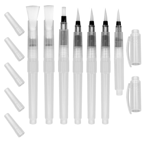 7-teiliges Set Pinsel für Wassertank, Scettar Pinselstift, Pinsel mit Wassertank, nachfüllbar, Wasserfarbe, Wasserpinsel, Wasserbürsten-Stift zum Zeichnen von Scettar