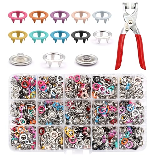 Scettar 250 Sets Druckknopf Set Mit Zange, Metall Druckknöpfe Ohne Nähen, Druckknopf Set Für Diy Basteln Kinderbekleidung Kleidung Taschen Annähen (Bunt) von Scettar