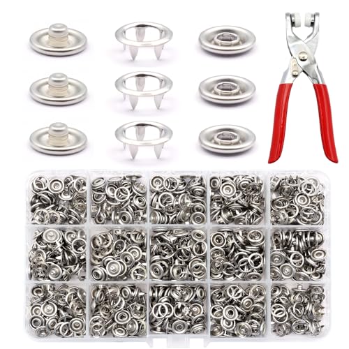 Scettar 250 Sets Druckknopf Set Mit Zange, Metall Druckknöpfe Ohne Nähen, Druckknopf Set Für Diy Basteln Kinderbekleidung Kleidung Taschen Annähen (Silber) von Scettar