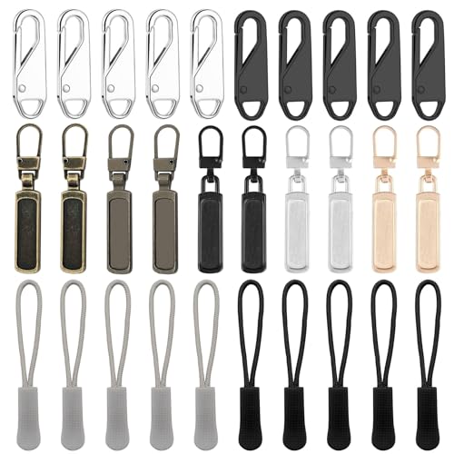 Scettar 30 Stück Reißverschluss Zipper,Reißverschluss Anhänger zur Reparatur,Zinklegierungsmaterial reissverschluss zipper Auswechseln für Jacken, Koffer, Kleidung, Schuhe von Scettar