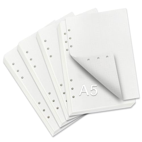 Scettar 4 Stück A5 gepunktetes Nachfüllpapier, 240 Blatt Flipchart-Binder-Nachfüllpapiereinlage, dickes nachfüllbares Papier, 6-Loch-Ringbucheinsätze, dickes Papier für Planer (480 Seiten) von Scettar