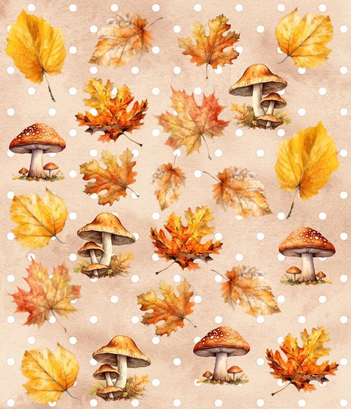 Decal Herbst Nagel Design, Herbstlaub, Ahornblatt, Eichenblatt, Birkenblatt, Sticker Pilze, Natur, Wald von CooleSticker