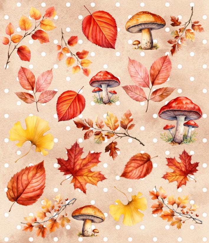 Decal Herbst Nagel Designs, Herbstlaub, Ahornblatt, Eichenblatt, Birkenblatt, Sticker Pilze, Natur, Wald von CooleSticker