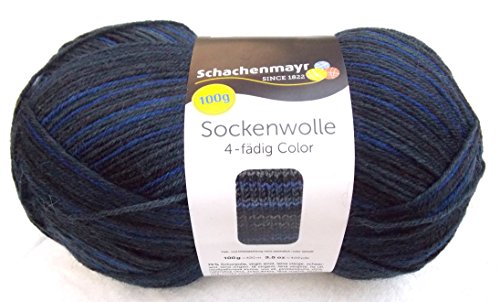 Schachenmayr 100g Sockenwolle 4-fädig - Farbe 00183- Graphit-blau - die Klassische Sockenwolle in höchster Qualität von Schachenmayr since 1822