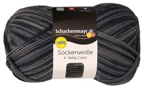 Schachenmayr 100g Sockenwolle 4-fädig - Farbe 00189- Hell- dunkelgrau - die Klassische Sockenwolle in höchster Qualität von Schachenmayr since 1822