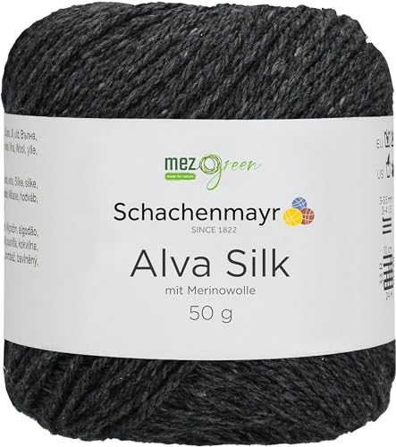 Schachenmayr Alva Silk, 50G schwarz Handstrickgarne von Schachenmayr since 1822