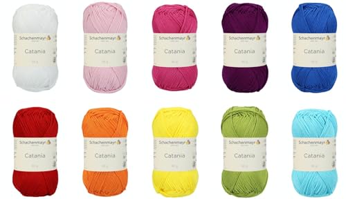 Schachenmayr Catania, Set 10x50 gr. Regenbogen Mix Handstrickgarne von Schachenmayr since 1822