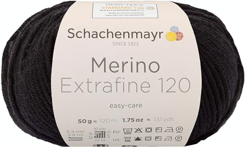 Schachenmayr Merino Extrafine 120, 50G Black Handstrickgarne von Schachenmayr since 1822