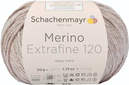 Schachenmayr Merino Extrafine 120 9807552-00104 sand meliert Handstrickgarn, Schurwolle von Schachenmayr since 1822