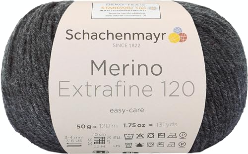 Schachenmayr Merino Extrafine 120 9807552-00198 anthrazit meliert Handstrickgarn, Schurwolle Schachenmayr Merino Extrafine 120 9807552-00198 anthrazit meliert Handstrickgarn, Schurwolle von Schachenmayr since 1822