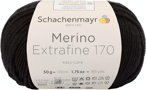 Schachenmayr Merino Extrafine 170, 50G Black Handstrickgarne von Schachenmayr since 1822