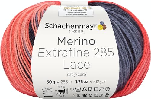 Schachenmayr Merino Extrafine 285 Lace 9807574-00582 coccin Handstrickgarn, Häkelgarn, Lacegarn, Schurwolle von Schachenmayr since 1822