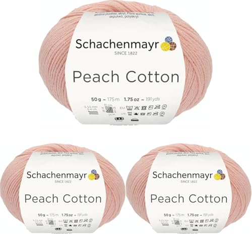 Schachenmayr Peach Cotton, 50G Soft pink Handstrickgarne (Packung mit 3) von Schachenmayr since 1822