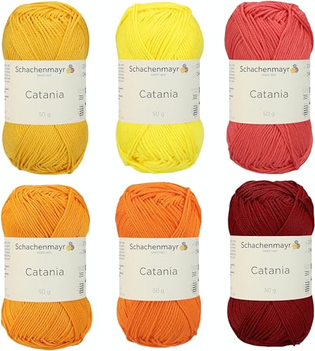 Schachenmayr Catania, Set orange Mix Handstrickgarne von Schachenmayr since 1822