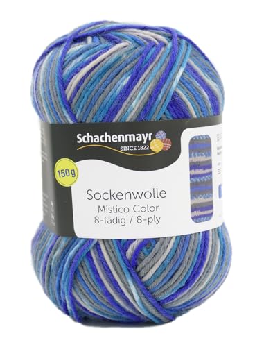 Schachenmayr Sockenwolle 8 fädig, Strumpfwolle bunt, 8fach Sockengarn dick und warm, 150g 300m, Nadelstärke 4 bis 5 mm (1) von Schachenmayr since 1822