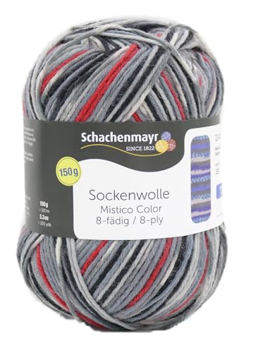 Schachenmayr Sockenwolle 8 fädig, Strumpfwolle bunt, 8fach Sockengarn dick und warm, 150g 300m, Nadelstärke 4 bis 5 mm (6) von Schachenmayr since 1822