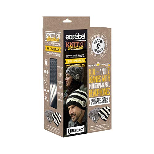 Earebel feat. Schachenmayr KnitKit 9824407-00001 light grey - Strickset für 2 Mützen mit herausnehmbaren Bluetooth-Kopfhörern von Schachenmayr since 1822