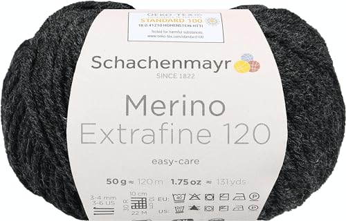 Schachenmayr Merino Extrafine 85, 50G anthrazit meliert Handstrickgarne von Schachenmayr since 1822