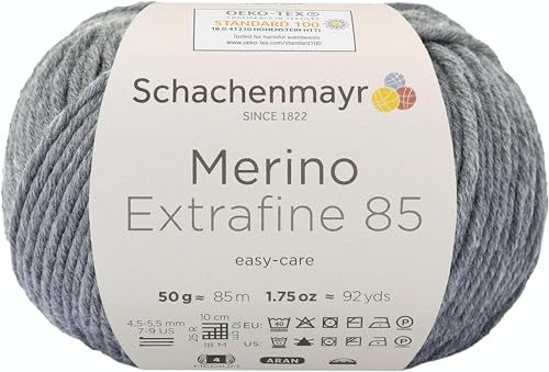 Schachenmayr Merino Extrafine 85 9807554-00292 mittelgrau meliert Handstrickgarn, Schurwolle von Schachenmayr since 1822