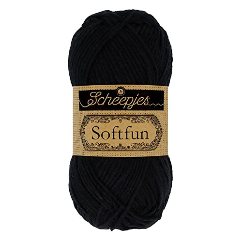 Scheepjes 1592-2 Softfun Baumwolle Garn, 2408 Black, 10x50g, 10 Count von Scheepjes