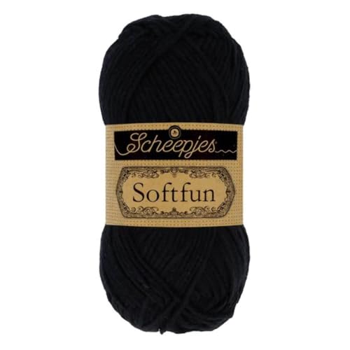 Scheepjes 1592-2408 Softfun Baumwolle Garn, Acryl, 2408 Black, 1x50g von Scheepjes