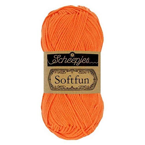 Scheepjes 1592-2427 Softfun Baumwolle Garn, 2427 Tangerine, 1x50g von Scheepjes