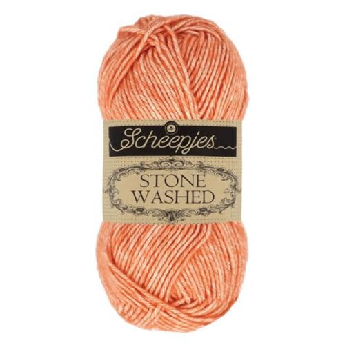 Scheepjes 1664-816 Stone Washed Baumwolle Garn, 78 22% Acryl, 816 Coral, 1x50g von Scheepjes