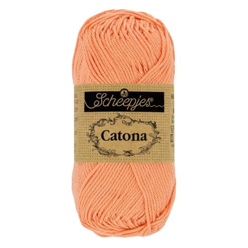 Scheepjes Catona Baumwollgarn apricot orange uni einfarbig, reine Baumwolle zum stricken und häkeln | 100% Baumwolle | 50g 125m (524 Apricot) von Scheepjes