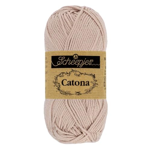 Scheepjes Catona Baumwollgarn beige kiesel uni einfarbig, reine Baumwolle zum stricken und häkeln | 100% Baumwolle | 50g 125m (257 Antique Mauve) von Scheepjes