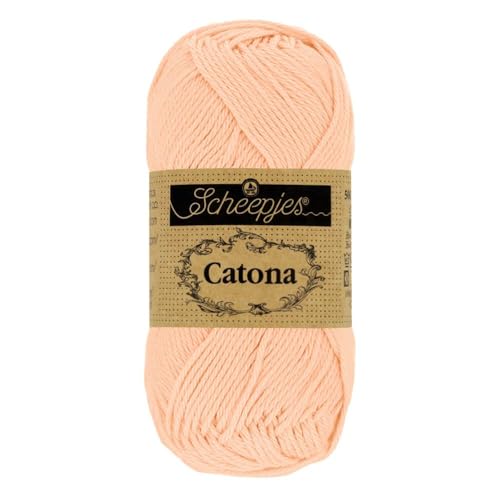 Scheepjes Catona Baumwollgarn helles lachs orange uni einfarbig, reine Baumwolle zum stricken und häkeln | 100% Baumwolle | 50g 125m (523 Sweet Mandarin) von Scheepjes