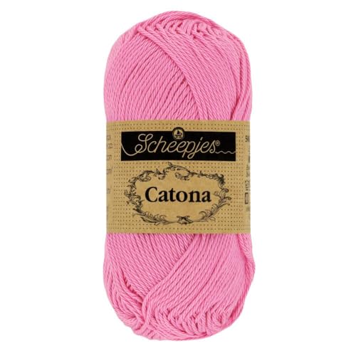 Scheepjes Catona Baumwollgarn rosa pink uni einfarbig, reine Baumwolle zum stricken und häkeln | 100% Baumwolle | 50g 125m (519 Freesia) von Scheepjes