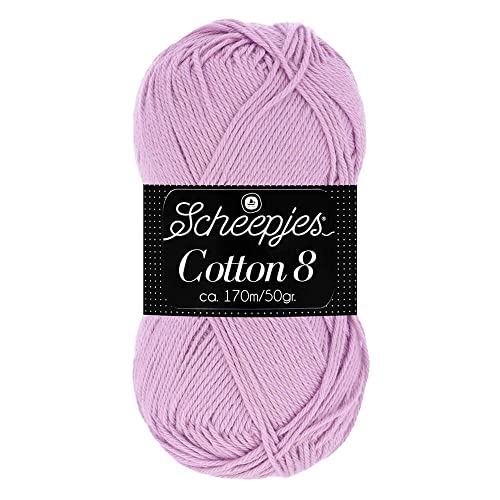 Scheepjes Cotton 8 Baumwollgarn flieder | Häkelwolle reine Baumwolle zum Stricken und Häkeln | 100% Baumwolle | 50g ~170m für Nadelstärke 3 mm (529) von Scheepjes